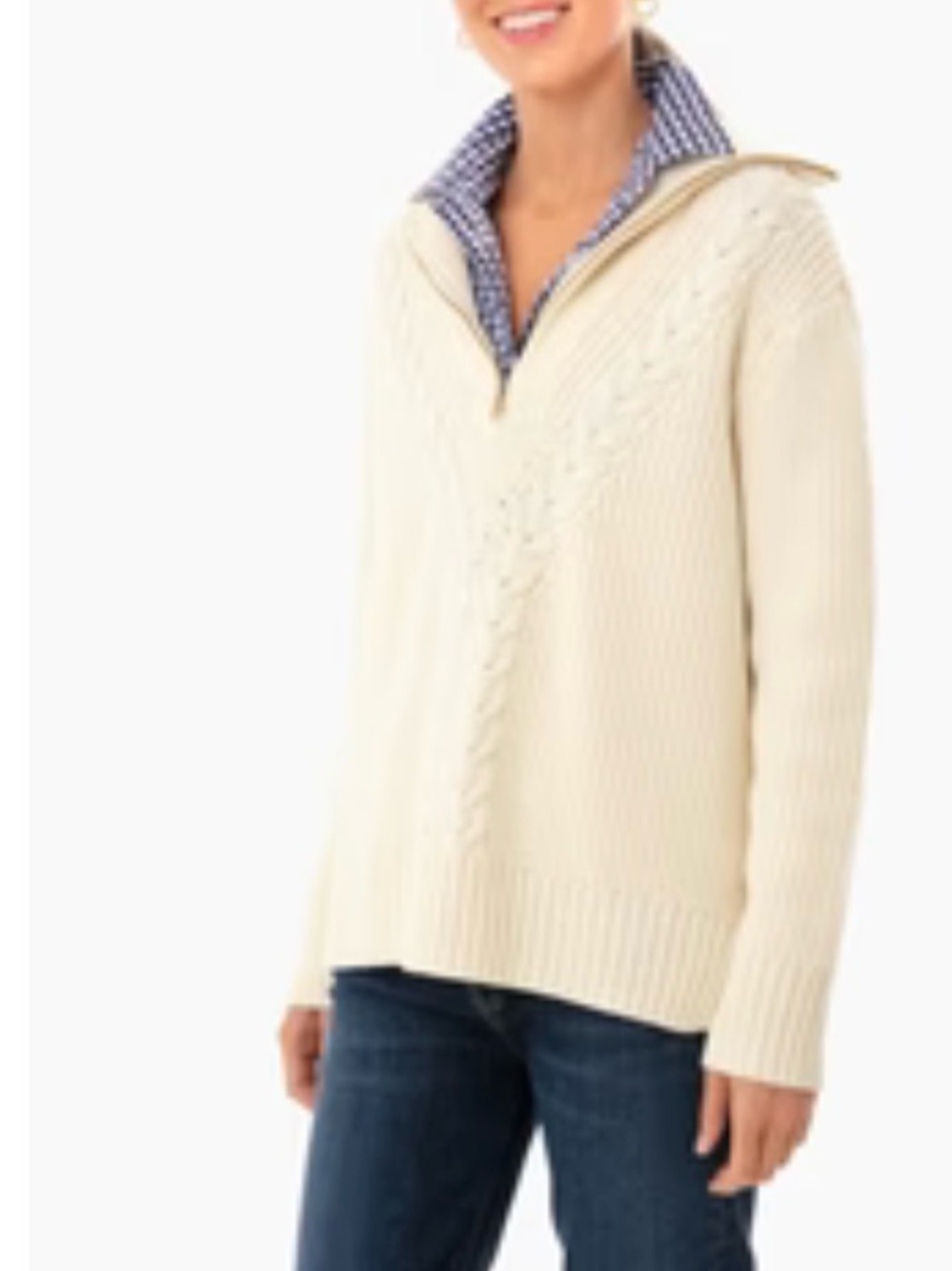 Tuckernuck Cream Cable-Knit Half-Zip Sweater - Women's